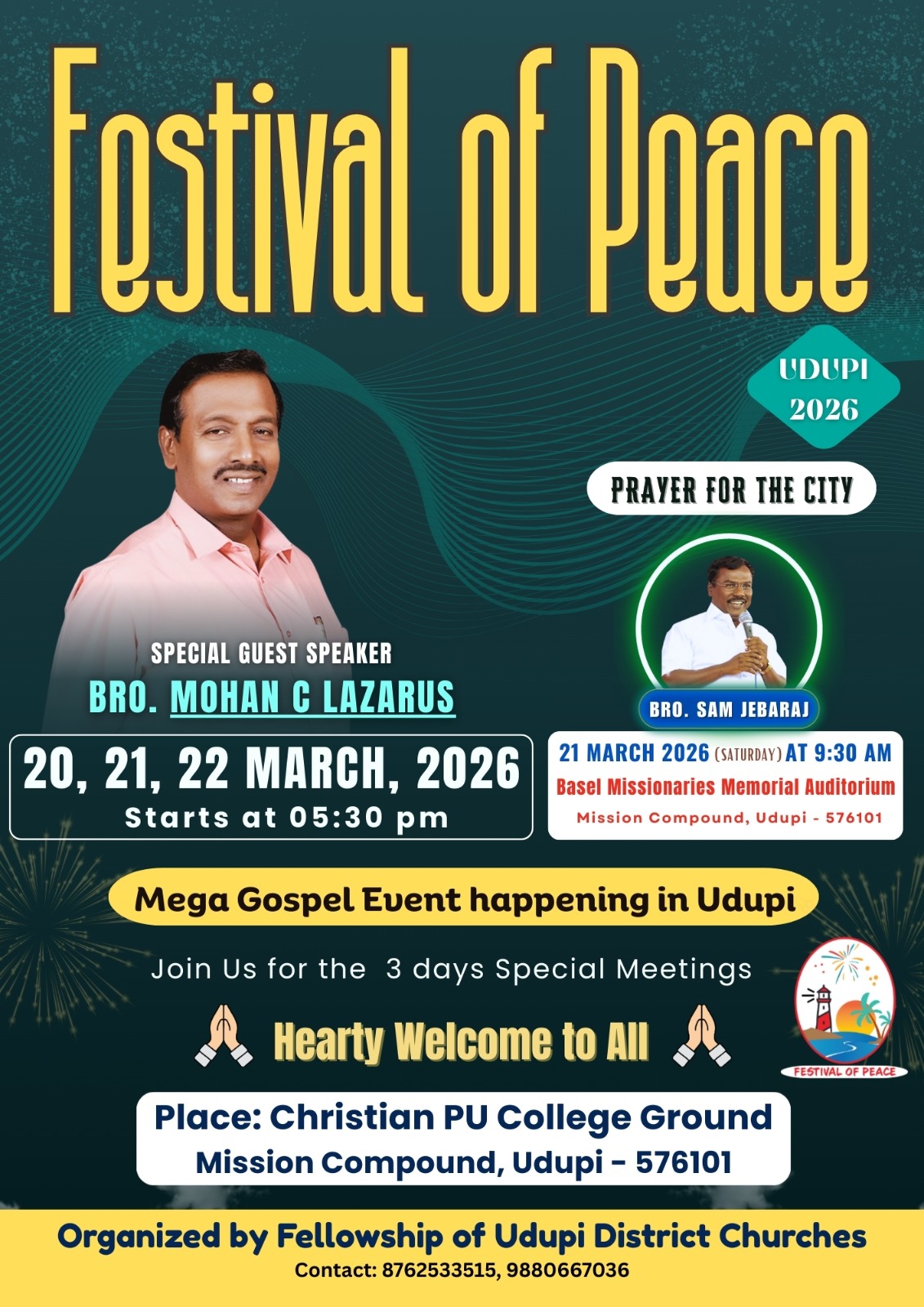 Mega Gospel Event "Festival of Peace" Announced for Udupi in March 2026